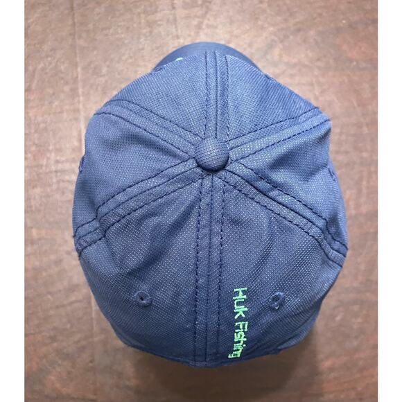 Huk Fishing Performance Snapback Hat Navy Blue Green Logo Adjustable Cap Outdoor - Picture 6 of 8